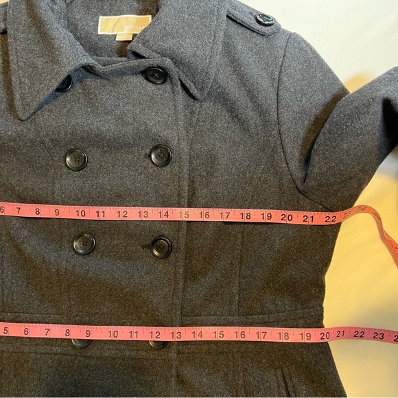 MICHAEL by Michael Kors Wool Blend Grey Pea Coat Winter Jacket Size Large EUC - Picture 13 of 14